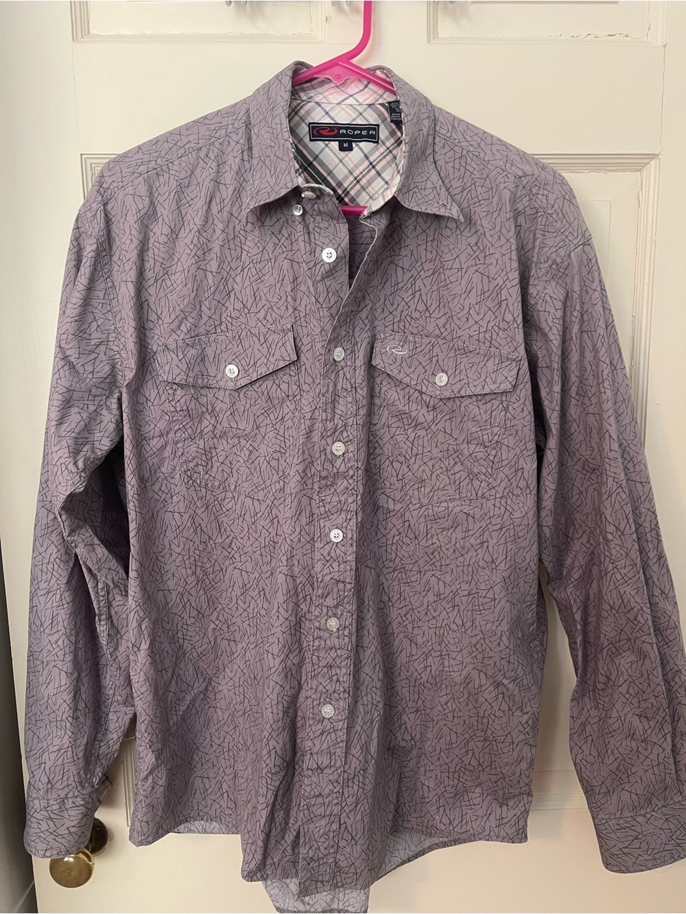 Roper Lilac Geometric Long-Sleeve Button-Down Shirt